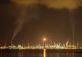Oil refinery at night Royalty Free Stock Photo