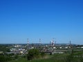 Oil refinery and petrochemical architecture plant industrial with blue sky background, White oil and gas refinery tank, Oil Royalty Free Stock Photo