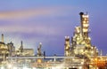 Oil refinery, petrochemical industry night scene Royalty Free Stock Photo