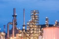 Oil refinery and Petroleum industry at night time Royalty Free Stock Photo