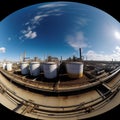 Oil Refinery with Pipelines and Storage Tanks on a Clear Day