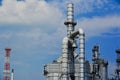 Oil refinery plant on blue sky on sunset background Royalty Free Stock Photo