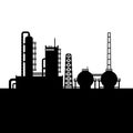 Oil Refinery Plant and Chemical Factory Silhouette Royalty Free Stock Photo