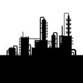 Oil Refinery Plant and Chemical Factory Silhouette Royalty Free Stock Photo