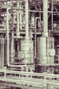 Oil refinery plant detail in vintage tone edit Royalty Free Stock Photo