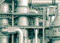 Oil refinery plant detail in vintage tone edit Royalty Free Stock Photo