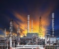 Oil refinery plant in heavy industry estate against beautiful du Royalty Free Stock Photo