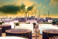 Oil refinery plant in heavy industry estate against beautiful du Royalty Free Stock Photo
