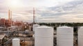 Oil refinery plant from industry zone, Aerial view oil and gas petrochemical industrial, Refinery plant chemical factory oil Royalty Free Stock Photo