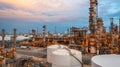 Oil refinery plant from industry zone, Aerial view oil and gas petrochemical industrial, Refinery plant chemical factory oil Royalty Free Stock Photo