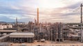 Oil refinery plant from industry zone, Aerial view oil and gas petrochemical industrial, Refinery plant chemical factory oil Royalty Free Stock Photo