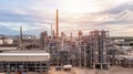 Oil refinery plant from industry zone, Aerial view oil and gas petrochemical industrial, Refinery plant chemical factory oil Royalty Free Stock Photo