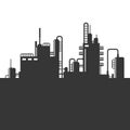 Oil Refinery Plant Silhouette. Vector Royalty Free Stock Photo