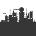 Oil Refinery Plant Silhouette. Vector Royalty Free Stock Photo
