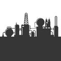 Oil Refinery Plant Silhouette. Vector Royalty Free Stock Photo