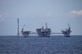 Oil refinery platform at the open sea, producing black gold