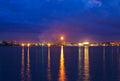Oil refinery and shipyards at night Royalty Free Stock Photo