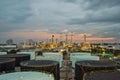 Oil refinery and storage tank at twilight Royalty Free Stock Photo