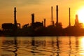 Oil refinery with sunrise Royalty Free Stock Photo