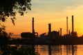 Oil refinery with sunrise, Thailand Royalty Free Stock Photo