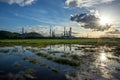 Oil refinery at sunrise Thailand Royalty Free Stock Photo