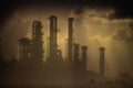 Oil refinery at sunset Royalty Free Stock Photo