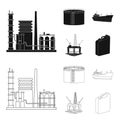 Oil refinery, tank, tanker, tower. Oil set collection icons in black,outline style vector symbol stock illustration web.