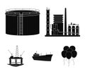 Oil refinery, tank, tanker, tower. Oil set collection icons in black style vector symbol stock illustration web.