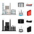Oil refinery, tank, tanker, tower. Oil set collection icons in cartoon,black style vector symbol stock illustration web. Royalty Free Stock Photo