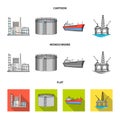 Oil refinery, tank, tanker, tower. Oil set collection icons in cartoon,flat,monochrome style vector symbol stock Royalty Free Stock Photo