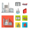 Oil refinery, tank, tanker, tower. Oil set collection icons in cartoon,flat style vector symbol stock illustration web.