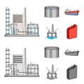 Oil refinery, tank, tanker, tower. Oil set collection icons in cartoon,monochrome style vector symbol stock illustration Royalty Free Stock Photo