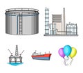Oil refinery, tank, tanker, tower. Oil set collection icons in cartoon style vector symbol stock illustration web. Royalty Free Stock Photo