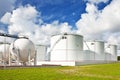 Oil refinery tanks Royalty Free Stock Photo