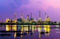 Oil refinery at twilight, heavy industry scene Royalty Free Stock Photo