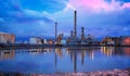 Oil refinery at twilight sky