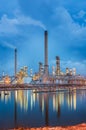 Oil refinery at twilight sky