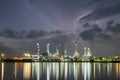 Oil refinery twilight sky. Royalty Free Stock Photo