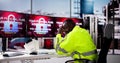 Oil Refinery Worker Confused With Malware Attack Royalty Free Stock Photo