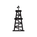 Oil rig - black icon on white background vector illustration for website, mobile application, presentation, infographic. Petroleum Royalty Free Stock Photo