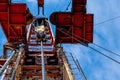 Oil rig derrick in oilfield against the bright blue sky. Drilling rig in oil field for drilled into subsurface in order Royalty Free Stock Photo