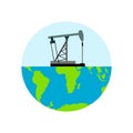 Oil rig and earth planet. Oil production. petroleum energy industrial