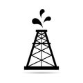 Oil rig flat graphic shadow icon, fuel platform industry tower gas sign, vector illustration Royalty Free Stock Photo