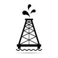 Oil rig flat graphic shadow icon, fuel platform industry tower gas sign, vector illustration Royalty Free Stock Photo