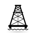 Oil rig flat graphic shadow icon, fuel platform industry tower gas sign, vector illustration Royalty Free Stock Photo