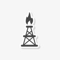 Oil rig, Oil Gusher sticker, simple icon Royalty Free Stock Photo