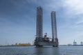 oil rig in the harbour od rotterdam Royalty Free Stock Photo
