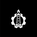 Oil rig icon on black background Royalty Free Stock Photo