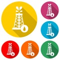 Oil rig icon in flat style with long shadow Royalty Free Stock Photo