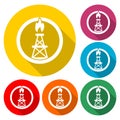 Oil rig icon in flat style with long shadow Royalty Free Stock Photo